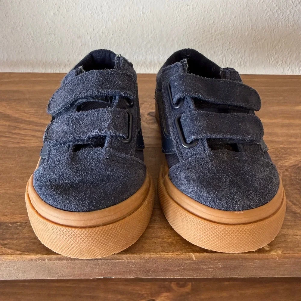 Vans Old Skool V Toddler Sneakers Size 5 Navy Blue Gum Hook & Loop 507698